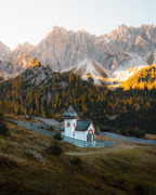 Kapelle im Eppzirl im Herbst - Karwendelgebirge - Sonnenaufgang
