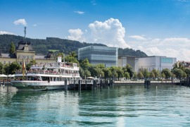 Hafen Bregenz mit Blick auf Kunsthaus Bregenz