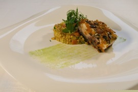 Karpfen an Rollgerstelrisotto Karpfen an Rollgerstelrisotto