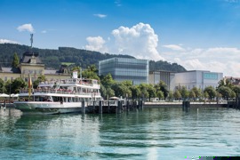 Hafen Bregenz mit Blick auf Kunsthaus Bregenz