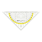 ARISTO AR1553 Geodreieck aus Plexiglas mit Griff, mit Facetten und Tuschenoppen, Hyp. 16 cm