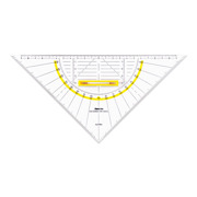 ARISTO AR1555/4 Geodreieck aus Plexiglas mit Griff, mit Facetten und Tuschenoppen, Hyp. 25 cm