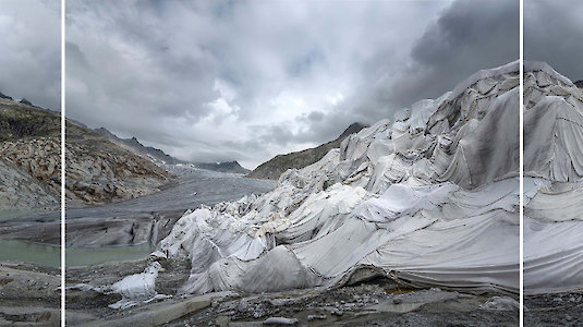 Exhibition MAK: CLIMATE CARE_Thomas Wrede, Rhone Glacier Panorama II, 2018. Copyright by CLIMATE CARE_Thomas Wrede, Rhonegletscher-Panorama II, 2018.