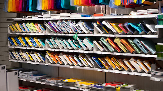 Shelf with school supplies. Copyright by BMK_Viktoria_Miess