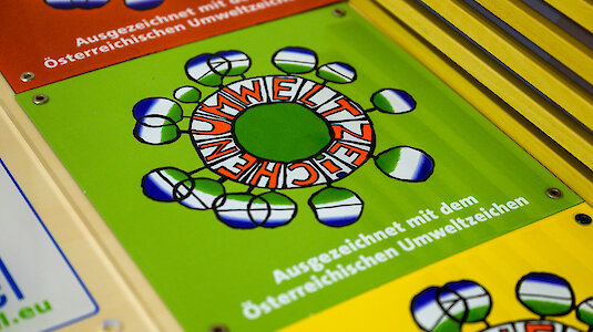 Grüne Umweltzeichen-Tafel