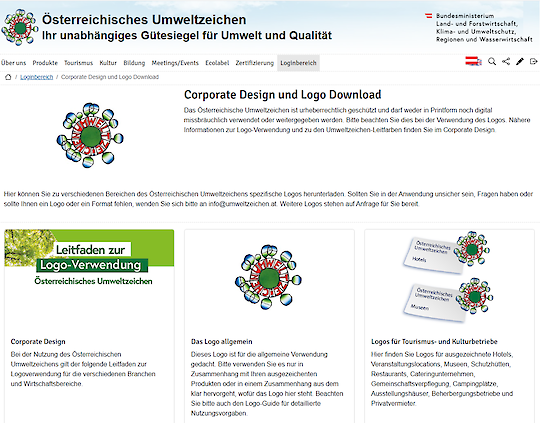 Logo-Download und Leitfaden zur Logo-Verwendung im Login-Bereich umweltzeichen.at